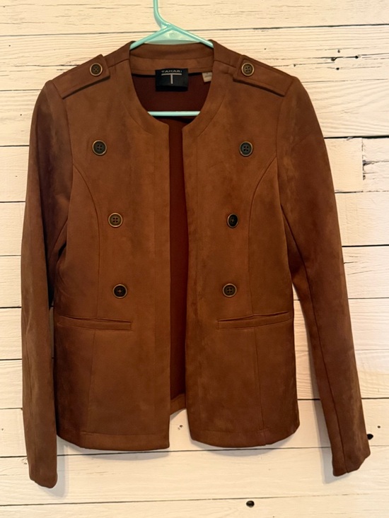 Tahari Jackets & Blazers - Tahari Rust Brown Suede Double-Breasted Jacket